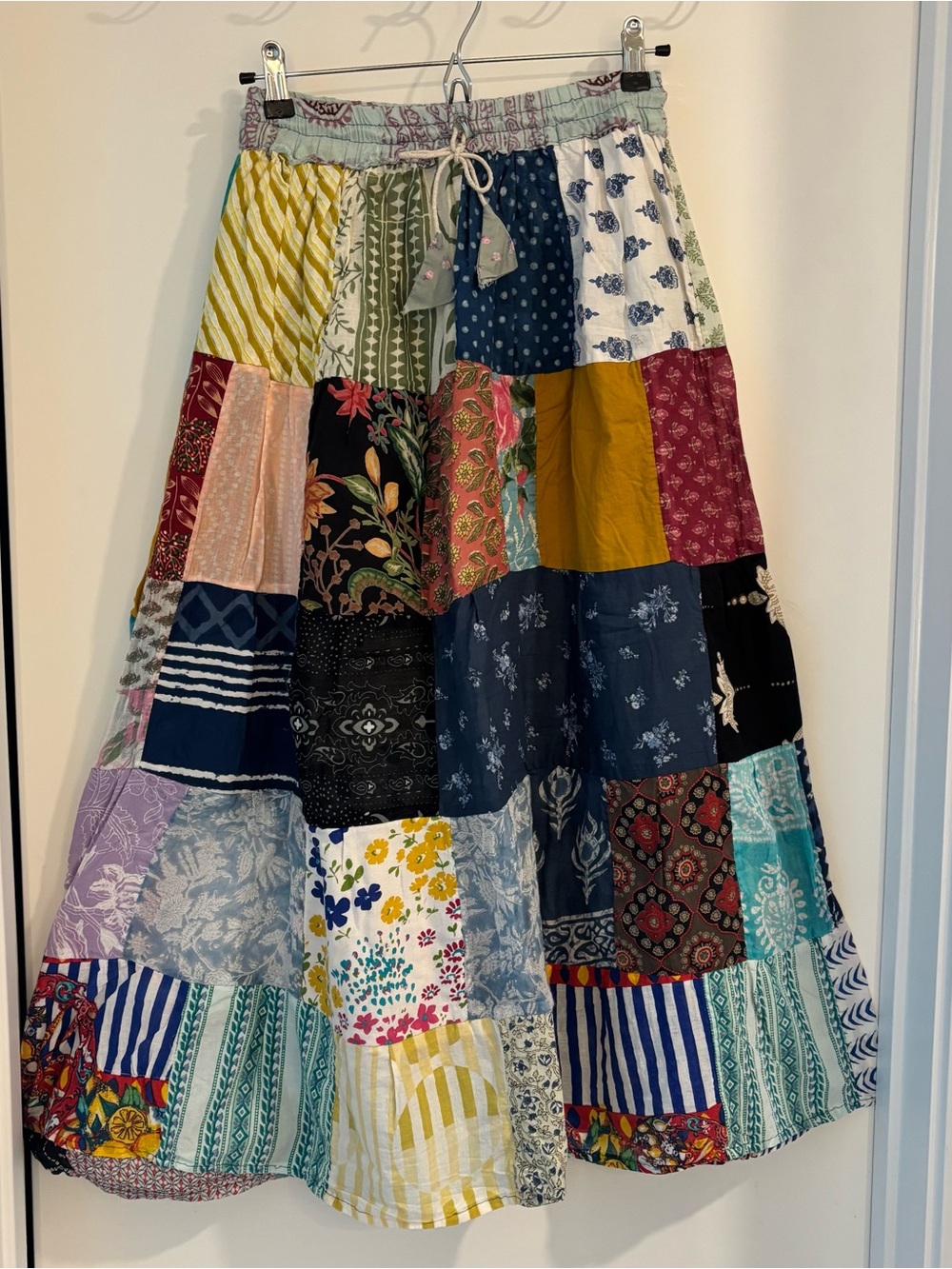 Bohemian Patchwork Midi Skirt - Handmade